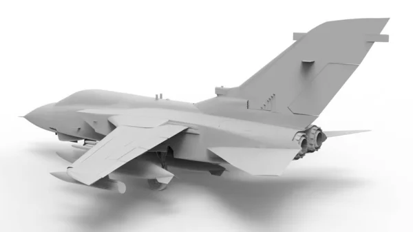 Wojskowy Samolot Myśliwski Trójwymiarowa Ilustracja Rastrowa Postaci Całkowicie Białego Modelu — Zdjęcie stockowe