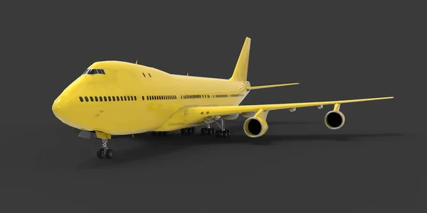 Duże Pasażerskie Statki Powietrzne Dużej Pojemności Długich Lotów Transatlantyckich Żółty — Zdjęcie stockowe