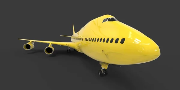 Великі Пасажирські Літаки Великої Місткості Тривалих Трансатлантичних Рейсів Жовтий Літак — стокове фото