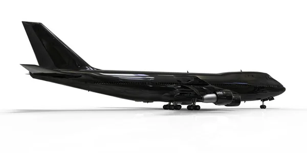 Μεγάλα Επιβατικά Αεροσκάφη Μεγάλης Χωρητικότητας Για Μεγάλες Διατλαντικές Πτήσεις Μαύρο — Φωτογραφία Αρχείου