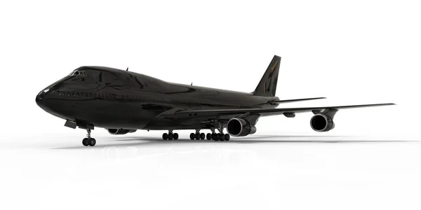 Μεγάλα Επιβατικά Αεροσκάφη Μεγάλης Χωρητικότητας Για Μεγάλες Διατλαντικές Πτήσεις Μαύρο — Φωτογραφία Αρχείου