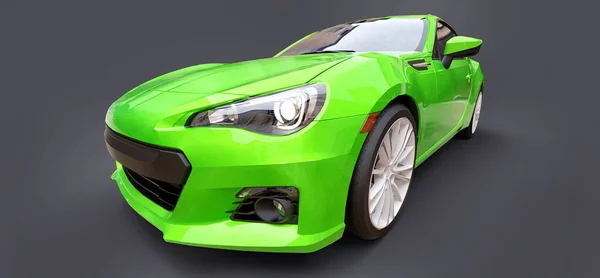 Verde Pequeno Carro Esporte Coupé Renderização — Fotografia de Stock