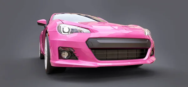粉色小跑车跑车 3D渲染 — 图库照片
