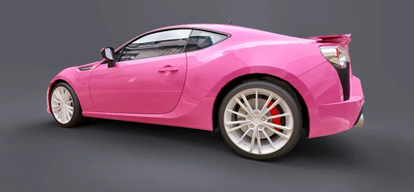 Pink small sports car coupe. 3d rendering