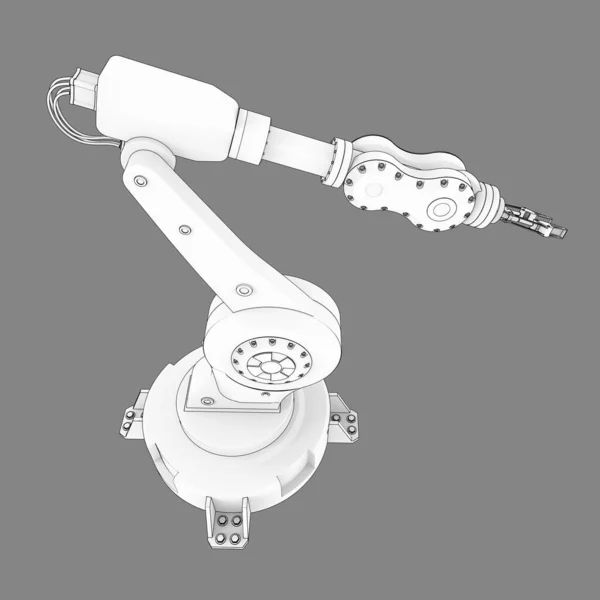 机械臂 用于工厂或生产中的任何工作 用于复杂任务的机电一体化设备 3D说明 — 图库照片