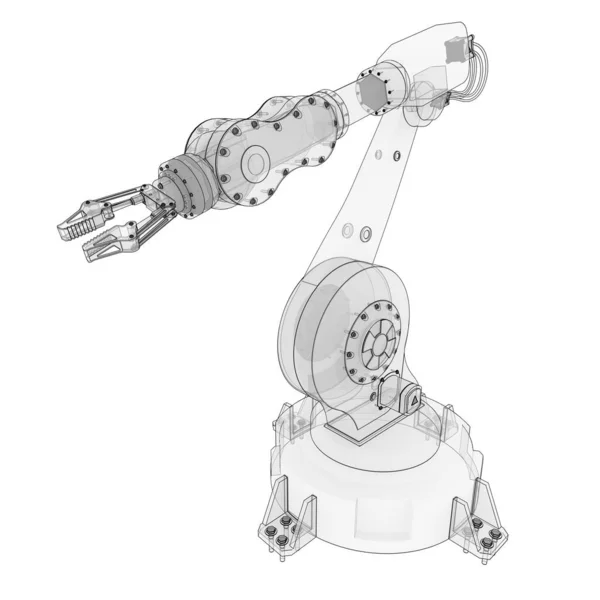 Brazo Robótico Para Cualquier Trabajo Una Fábrica Producción Equipo Mecatrónico —  Fotos de Stock