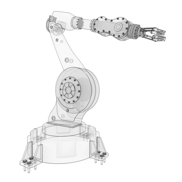Brazo Robótico Para Cualquier Trabajo Una Fábrica Producción Equipo Mecatrónico —  Fotos de Stock