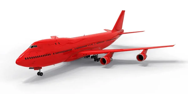 Large Passenger Aircraft Large Capacity Long Transatlantic Flights Red Airplane — Stock Photo, Image