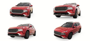 Büyük şehrin mavi rengini beyaz arkaplanda ayarla. 3d oluşturma.