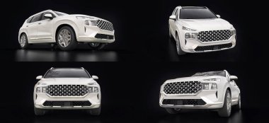 3 boyutlu illüstrasyon. Siyah arka planda büyük şehir beyazları kesişiyor. 3d oluşturma.