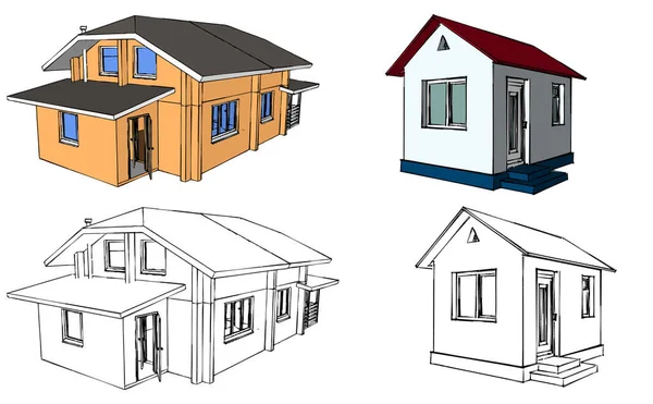 Rozvržení Plánu Domu Architektura Home Building Vektorová Ilustrace Obrázek Bílém — Stockový vektor