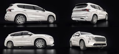 3 boyutlu illüstrasyon. Siyah arka planda büyük şehir beyazları kesişiyor. 3d oluşturma.