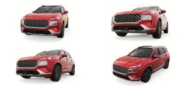 Büyük şehir kesişiminin kırmızı rengini beyaz arkaplanda ayarla. 3d oluşturma