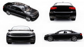 3D illusztráció. Brandless generikus autó 3D-s renderelése fehér stúdió környezetben