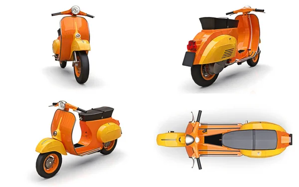 Ställ Orange Scooter Vit Bakgrund Illustration — Stockfoto