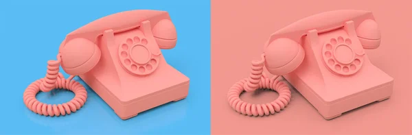 Παλιά Ροζ Τηλεφωνική Γραμμή Ροζ Και Μπλε Φόντο — Φωτογραφία Αρχείου