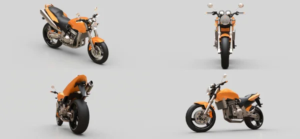 Illustration Orange Urban Sport Two Seater Motorcycle Gray Background — 스톡 사진