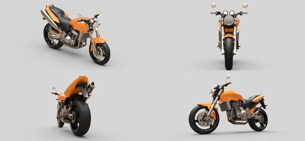 Illustration Orange Urban Sport Two Seater Motorcycle Gray Background — 图库照片