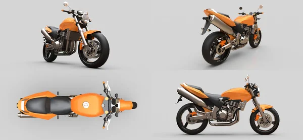 Illustration Orange Urban Sport Two Seater Motorcycle Gray Background — 图库照片