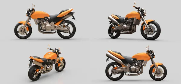 Illustration Orange Urban Sport Two Seater Motorcycle Gray Background — 图库照片