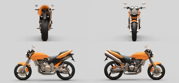 3Dイラスト 灰色の背景にオレンジの都市スポーツ2人乗りのオートバイ — ストック写真
