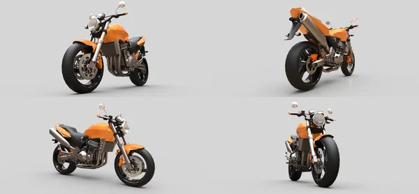 Illustration Moto Biplace Sport Urbain Orange Sur Fond Gris — Photo