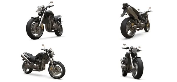 Illustration Urban Sport Two Seater Motorcycle Gray Background — 图库照片