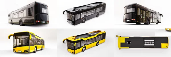 Ônibus urbano Mediun em um fundo isolado branco. Renderização 3d. — Fotografia de Stock