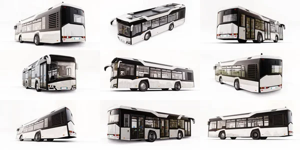 Mediun Urban Bus White Isolated Background — 图库照片