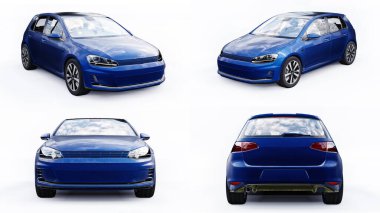 small family car hatchback . 3d rendering.