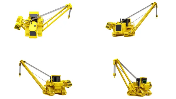 Illustration Yellow Crawler Crane Side Boom — Stock Photo, Image