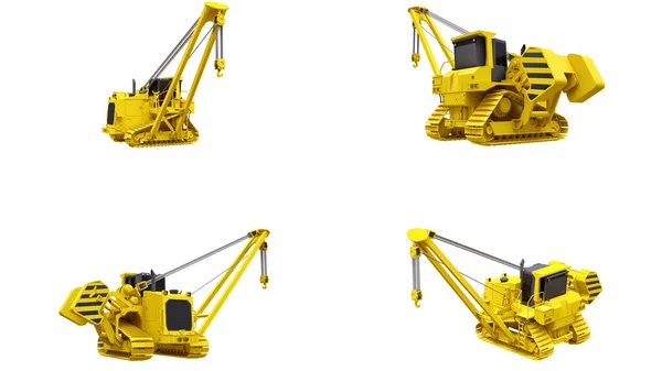 Illustration Yellow Crawler Crane Side Boom — Fotografia de Stock