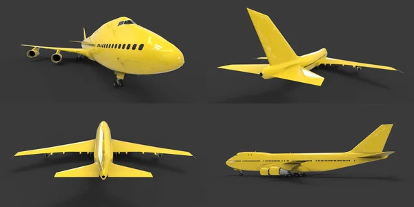 3Dイラスト 長い大西洋横断飛行のための大容量の大型旅客機 — ストック写真