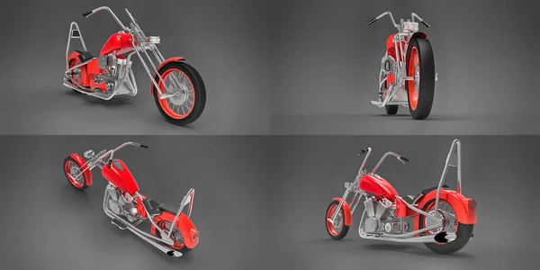 3Dイラスト クラシックカスタムバイク — ストック写真