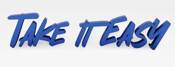 Vai Com Calma Uma Frase Caligráfica Slogan Motivacional Logotipo Azul — Fotografia de Stock