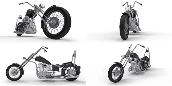 3D-illustration. Klassisk specialanpassad motorcykel. 3d-konvertering. — Stockfoto