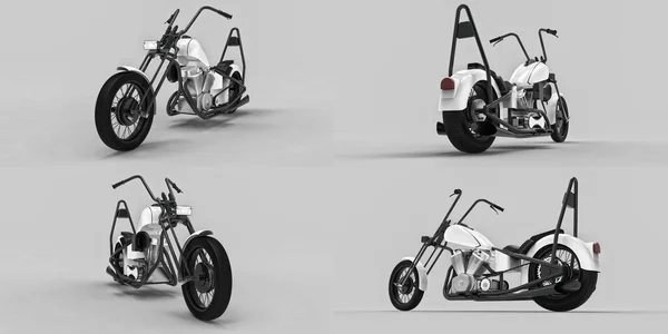 3D illusztráció. Klasszikus egyedi motorkerékpár. 3D-s renderelés. — Stock Fotó