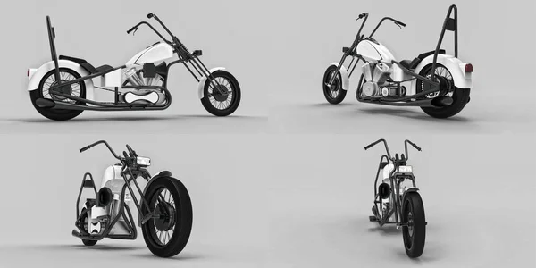 3d 는 다음을 가리킨다. 전형적 인 맞춤 형 오토바이. 3d 렌더링. — 스톡 사진