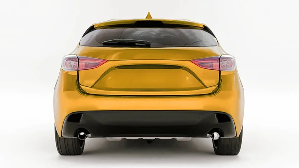 Gele Stadsauto Met Blanco Oppervlak Voor Creatieve Ontwerp Weergave — Stockfoto