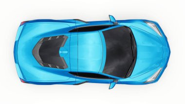 Beyaz izole edilmiş arka planda orta-modern süper-spor araba. Yarış pistinde ve düzlükte yarışmak için bir araba. 3d illüstrasyon