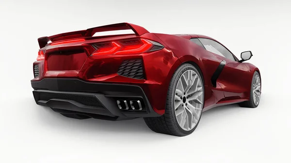 Ультрасучасний Червоний Супер Спортивний Автомобіль Макетом Середнього Двигуна Білому Ізольованому — стокове фото