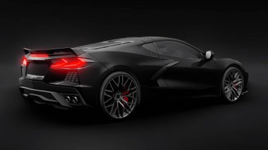 Beyaz izole edilmiş arka planda orta-modern süper-spor araba. Yarış pistinde ve düzlükte yarışmak için bir araba. 3d illüstrasyon