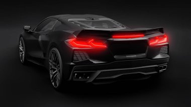 Beyaz izole edilmiş arka planda orta-modern süper-spor araba. Yarış pistinde ve düzlükte yarışmak için bir araba. 3d illüstrasyon