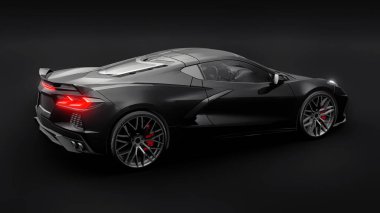 Beyaz izole edilmiş arka planda orta-modern süper-spor araba. Yarış pistinde ve düzlükte yarışmak için bir araba. 3d illüstrasyon