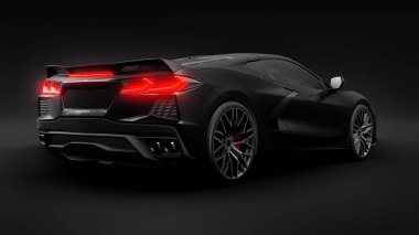 Beyaz izole edilmiş arka planda orta-modern süper-spor araba. Yarış pistinde ve düzlükte yarışmak için bir araba. 3d illüstrasyon