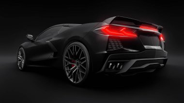 Beyaz izole edilmiş arka planda orta-modern süper-spor araba. Yarış pistinde ve düzlükte yarışmak için bir araba. 3d illüstrasyon