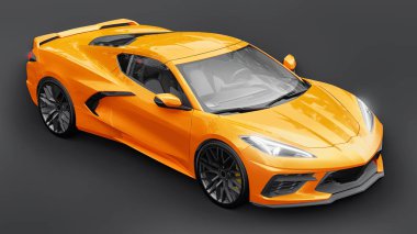 Siyah arka planda süper spor araba.. 3 boyutlu illüstrasyon