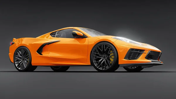 Ultra-modern super sports car with a mid-engine layout on a white isolated background. A car for racing on the track and on the straight. 3d illustration