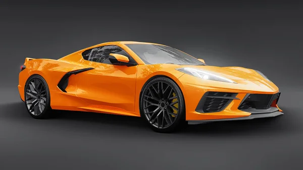 Ultra Moderne Orange Super Voiture Sport Avec Une Disposition Milieu — Photo