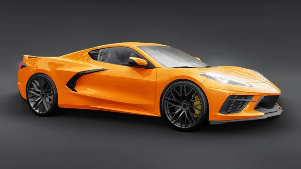 Ultra Moderne Orange Super Voiture Sport Avec Une Disposition Milieu — Photo